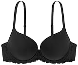Dorina Damen Super Push Up BH mit Bügel, Formbügel und Spitze T-Shirt BH, Schwarz ,80A