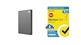 Seagate One Touch 2TB tragbare externe Festplatte + Norton 360 Deluxe 2024, Antivirensoftware für 3 Geräte