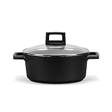 Topf Homelux 24cm Kochtopf Induktion Schmortopf mit Glasdeckel, 4,6L Kochtöpfe mit Antihaftbeschichtung, Geeignet für alle Kochfelder（H-KCB24）