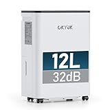 OKYUK Luftentfeuchter Elektrisch 12L mit Digitaler Luftfeuchtigkeitsanzeige, Luftentfeuchter für Zuhause 40m² mit automatischer Abschaltung, ideal für Wohnmobil, Badezimmer, Keller (12L Weiß)