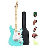 Bullstar E-Gitarre Anfänger Kits, 6 Saiten 39 Zoll Solid Body Guitarra Electricar Set für Erwachsene mit Gigbag, Gurt, Tremolo-Arm, Kabel & Plektren MS100 (Grün)