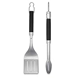 Weber 6763 Precision Grill Tongs & Spatula Set Premium Grillbesteck-2-teilig, Schwarz/Silber