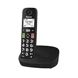 Panasonic KX-TGU110EXB digitales schnurloses Telefon, Basisstation & 1 Mobilteil, LCD-Display, große Tasten, Favoriten-Taste, hörgerätekompatibel, Schwarz