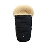 Kaiser Classic for Bugaboo Lammfell Kinderwagen Fußsack, 100 x 45 cm (black)