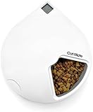 Cat Mate C500 Automatischer Futterautomat mit 5 Schüsseln und digitalem Timer für Nass- und Trockenfutter für Katzen und kleine Hunde, 5 Mahlzeiten bis zu 330 g, mit zwei Kühlakkus, Weiß