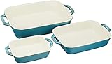 Staub 40508-163 Rechteckige Auflaufform 14.0 x 10.9 x 16.0 cm (14 x 11/20 x 16/27 x 20 cm) 3-teilig türkis Keramik Set Gratin Auflaufform Backofen Mikrowellengeeignet