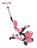 GLOBBER GO-UP Baby Lights 360° – Tretroller, Dreirad und Laufrad für Kinder – höhenverstellbares Kinderfahrzeug – 3rädrig bis 9 Jahre – Bunte LED-Leuchtrollen – pink-pastellrosa