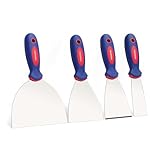 WORKPRO Profi Malerspachtel Spachtel Set aus rostfreiem Edelstahl mit Kunststoffgriff Maler Werkzeug Profi Putty Knife 38mm 75mm 100mm 150mm 4-teilig inkl. 1 x stabil mit Anschliff & 3 x flexible