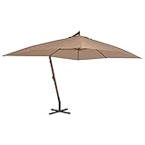 MNISDFL Strand Sonnenschirm Ampelschirm Balkon Regenschirm Ampelshirm mit Holzmast 400x300 cm Taupe