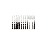 Tramontina Steakbesteck Pizzabesteck, 12-teiliges Set, für 6 Personen, Steakbesteckset, rostfreier Edelstahl, FSC zertifizierter Echtholzgriff, spülmaschinenfest, Braun