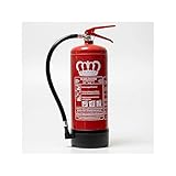 König Feuerlöscher Pulver | 6 kg | Geeignet für die Brandklassen - ABC | Zertifiziert nach DIN EN3 | Dauerdruck 10 LE | Vielseitig einsetzbar | Inkl. Wandhalterung mit Manometer