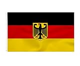Deutschland Fahne mit adler 90 x 150 cm - Deutsche Flagge Polyester leuchtenden Farben mit Messing-Ösen Germany Flag