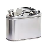 Kraftstoffkanister aus Edelstahl, tragbarer Griff, Metallkanister, Benzinkanister, Camping-Kraftstoffkanister mit Ölschlauch, mit automatischer Belüftungsdüse for Benzin und Auto(5L)