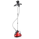 Tragbarer vertikaler Dampfglätter mit 1800 W, 1,8-l-Wassertank, Kleiderbügel undertank, Kleiderbügel und Dampfrohr zum Entfernen von Falten in der Kleidung im Schlafzimmer zu Hause, Rot (Rot