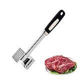 Fleischklopfer, Edelstahl, seitlicher Abflacher, robustes, langlebiges Design, ergonomischer, rutschfester Griff, einfache Reinigung, perfekt zum Steakklopfen, 26,3 x 4,6 x 6,2 cm