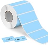 ilauke 1000 Stück Etiketten Selbstklebend, 89 mm x 36 mm 1 Rollen Haushaltsetiketten blanko auf Rolle Thermotransfer-Etiketten Klebeetiketten Klein für Gefrierdosen Drucker Name Adressetiketten, Blau
