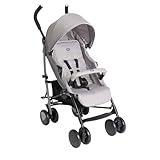 Chicco Echo Lite Kinderwagen, Buggy ab Geburt bis 22 kg, verstellbare Rückenlehne, geräumiger Sitz, Stoßstangenmanschette, faltbarer Regenschirm, Zwillingsbremsen und schwenkbare Vorderräder, Beige
