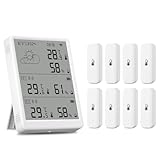 Louttary Tuya Wetterstation, WLAN, digitales Display mit Wettervorhersage, 8 WiFi+RF433-Sensoren für Thermometer und Hygrometer, kompatibel mit Sprachsteuerung.