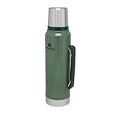 Stanley Classic Legendary Thermosflasche 1L - Thermos Hält 24 Stunden Heiß oder Kalt - Edelstahl Thermoskanne - BPA-Frei - Spülmaschinenfest - Hammertone Green