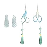 Stickschere, klein, scharf, Edelstahl, zum Nähen, für Stoff, Kreuzstich, Einfädeln, Handarbeit, mit blauem PU-Überzug, für Stickerei, Kunstarbeiten und den täglichen Gebrauch, 2 Stück