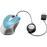 Verbatim Go-Mini optische Travel-Maus, kleine Computermaus mit einziehbarem Kabel, USB-A, USB-Maus mini mit 1000 dpi, für Laptop, Notebook, PC & MAC, kompaktes Design, Caribbean Blue