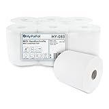 Hypafol Handtuchrolle aus Zellstoff | 2-lagig, 6 Rollen, hochweiß,20 x 23,5 cm, Ø19 cm |mit bequemer Innen- und Außenabwicklung - Perfekt für Sauberkeit und Hygiene!