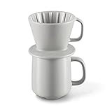 Tchibo Kaffeebecher, mit Filter für Handaufguss, Filtergröße 101, 350 ml, Mikrowellengeeignet, Keramik, Grau