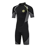 ZCCO, Herren-Neoprenanzüge 1,5/3 mm Premium Neopren, Rückenreißverschluss, kurzärmeliger Taucheranzug für Spearfishing, Schnorcheln, Surfen, Kanufahren, Taucheranzüge (1.5mm, XL)