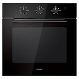 COMFEE' Elektrischer Einbauofen, belüftet, 60 Liter, Class A, 8 Funktionen, mehrstufiges Kochen, einfache Reinigung, abnehmbare Tür, Kochen AirFry, Schwarz - CBO60M80M1-BK [Klasse A]