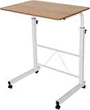 Trintion Laptoptisch Höhenverstellbar Computertisch Kleiner Tisch Mobiler Laptop-Schreibtisch klein Stehend mit Rollen für Büro chlafzimmer 60X40 cm(Gelbes Birnbaumholz)