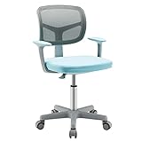 DREAMADE Schreibtischstuhl höhenverstellbar, ergonomischer Jugenddrehstuhl mit Rückenlehne & Armlehnen, Drehstuhl mit 5 Rollen, für Kinder 3-10 Jahre alt, bis 150kg belastbar (Blau)