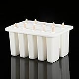 PVGYUJFD Eiscremeform, EIS am Stiel-Maker aus Kieselgel, 10 Zellen, sicher und langlebig, mit 50 Stäbchen, perfekt for selbstgemachte Leckereien(White)