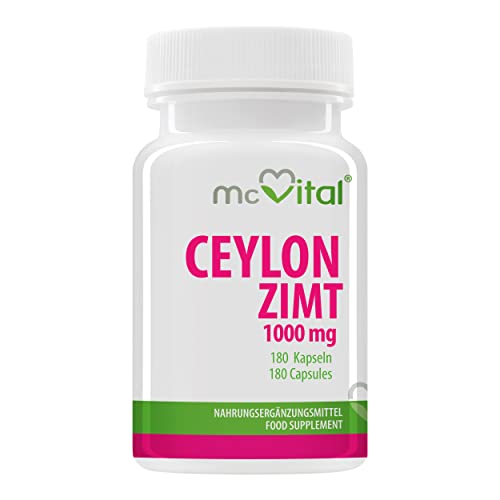 McVital Ceylon Zimt Kapseln 1000 mg pro Tagesverzehrmenge • 180 vegane Kapseln • Aus echter Ceylon-Zimtrinde • Made in Germany