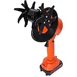 Kabellose elektrische Mini-Grubber, handgeführter Gartenkultivator mit 2 wiederaufladbaren Batterien, 60 Minuten Laufzeit, elektrische Rotovator-Grubber, for Bodenbelüftung, Unkrautjäten, Rasengraben