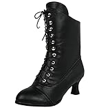 Lederstiefel Damen Absatz - Ankle Boots Damen Elegant Viktorianische Renaissance Schuhe Halbstiefel Schnüren Stiefeletten England Reitstiefel Elegant Ethno Trachtenschuhe Mittelabsatz Sommerstiefel