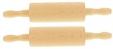 teemando® 2 X Marken-Holz-Teigrolle für Kinder, 26 cm, drehbare Achse, Marzipanrolle, einfaches ausrollen Mit dem Mini-Nudelholz