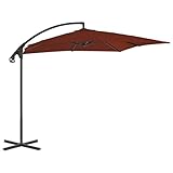 LAPOOH Ampelschirm mit StahlMast, Balkon Sonnenschirm, Marktschirm, Garten, Balkon Schirm, Sonnen Schirme, Balkonschirm, 250x250 cm Terrakottarot