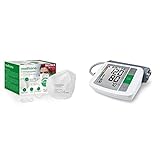 Medisana FFP2 Atemschutzmaske Staubmaske - zertifiziert CE2834 - EU 2016/425 & BU 510 Oberarm-Blutdruckmessgerät, präzise Blutdruck und Pulsmessung mit Speicherfunktion, Ampel-Skala | 1er Pack