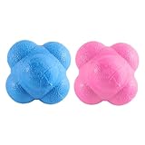 Laroal 2er-Pack Reaktionsbälle, sechseckiger Agility-Trainingsball zur Verbesserung der Hand-Augen-Reaktion und der Agilitäts-Koordination, Reflexübungen, Sport (Pink und Blau)