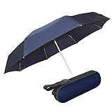Knirps X1 Regenschirm für Erwachsene, manuell, leicht, tragbar, winddicht und UV-Schutz, kompakt, passt in Rucksack oder Handtasche, einziehbar, mit Tragetasche, Marineblau, 90 cm Durchmesser