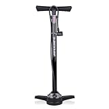 Dunlop Fahrradpumpe mit Manometer - Luftpumpe Fahrrad mit 2 Adaptern - für Alle Ventile - Dunlop, Presta und Schrader Ventil - Pumpe 12 Bar/180PSI - Kunststoff - Schwarz