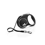 flexi® Black Design M Seil 5 m schwarz/Silber, Roll-Leine für Hunde bis 20 kg