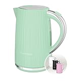 Russell Hobbs Wasserkocher [1,7L 2400W] Eden Pistazie, Edelstahlakzente (herausnehmbarer Kalkfilter,Deckelöffnung per Knopfdruck,Wasserstandsanzeige,leuchtender Schalter, BPA frei) Teekocher 27364-70