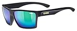 uvex LGL 29 - Sonnenbrille für Damen und Herren - verspiegelt - Filterkategorie 3 - black matt/green - one size