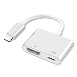 Puiseno HDMI Adapter für iPhone,HDMI Digital AV Adapter Lightning 1080P Video Audio Sync Screen Converter mit Lightning Ladeanschluss für TV/HDTV/Monitor/Projektor iPhone/iPad