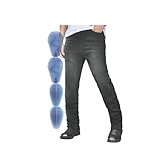 Motocross-Protektorenhose for Herren Verstärkter Knieschutz Schutz for Ganzjahres-Jeans(Black,XXL)