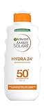 Garnier Ambre Solaire Hydra 24H Sonnenschutz-Milch LSF 50+, schnell einziehend, nicht fettend, wasserfest, 200 ml