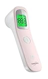 EUROPAPA Fieberthermometer für Baby Kinder Erwachsene, Infrarot Stirnthermometer mit Fieberalarm, °C/°F Schalter, 30-facher Messwertspeicher (Rosa)