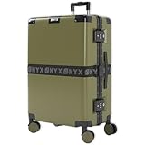 ONYX Koffer Mittelgroß 65x42x27, Leichter 3,9kg Hartschalen-Koffer mit TSA-Schloss reißverschlusslosem Aluminiumverschluss und leisen 360°-Rollen, 65L Reisekoffer aus robustem Polycarbonat, Oliv