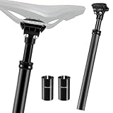 Gefederte Sattelstütze 3-in-1, Sattelfederung Fahrrad - 27,2, 30,9 oder 31,6 mm Durchmesser, 350 mm lange, Federsattelstütze aus Aluminium für Mountainbike & Rennrad, E-Bike & Citybike, 45mm Federweg